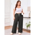 thumbnail image 5 of SHOWMALL Plus Size Pants for Women 3X, Dark Gray Relaxed Fit Wide Leg Casual Pants with Drawstring Elastic Waist and Pockets for Everyday Wear, 5 of 7