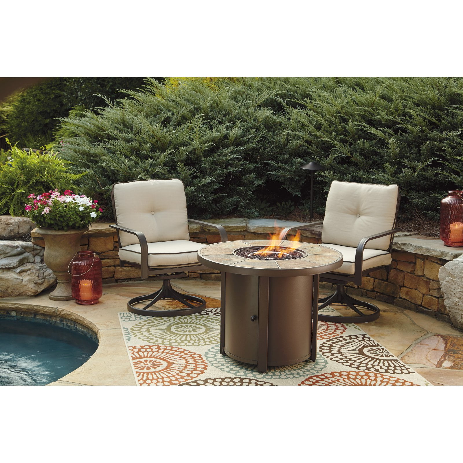 Signature Design By Ashley Predmore Propane Gas Round Patio Fire Pit Signature Design By Ashley Predmore Propane Gas Round Patio Fire Pit Table Com