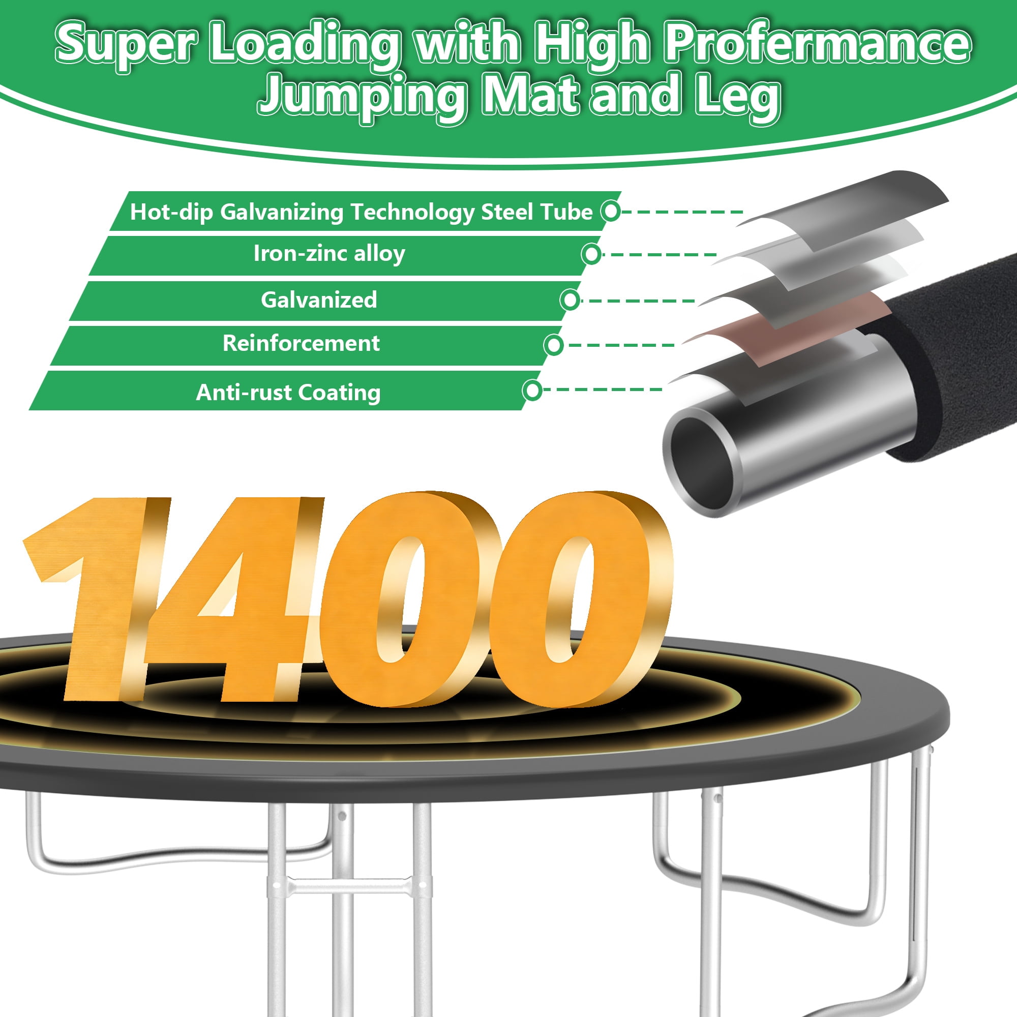 LHX Trampoline with Basketball Hoop 14FT 1400LBS Outdoor Trampolines for Kids Adults Backyard Heavy Duty Round Trampoline with Safety Enclosure Net, Lights, Sprinklers, Socks, No Gap Design