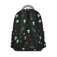 thumbnail image 3 of Alien and UFO Black Pattern Backpack for School, Cute School Bag with Adjustable Shoulder Straps and Padded Back, 15.3"x11"x7.1", 3 of 5