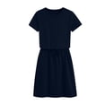 thumbnail image 6 of Womens One-Piece Skirt Crew Neck Short Sleeve Skirts Elastic Waist High Waisted Skirts Lace-Up Split Skirts Casual Beach Vacation Outfits Belted Bussiness Sundresses, 6 of 6