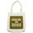 thumbnail image 1 of Saying Tote Bag, Retro St. Patricks Day Illustration with Clovers Swirls Grunge Effect, Cloth Linen Reusable Bag for Shopping Books Beach and More, 16.5" X 14", Cream, by Ambesonne, 1 of 2