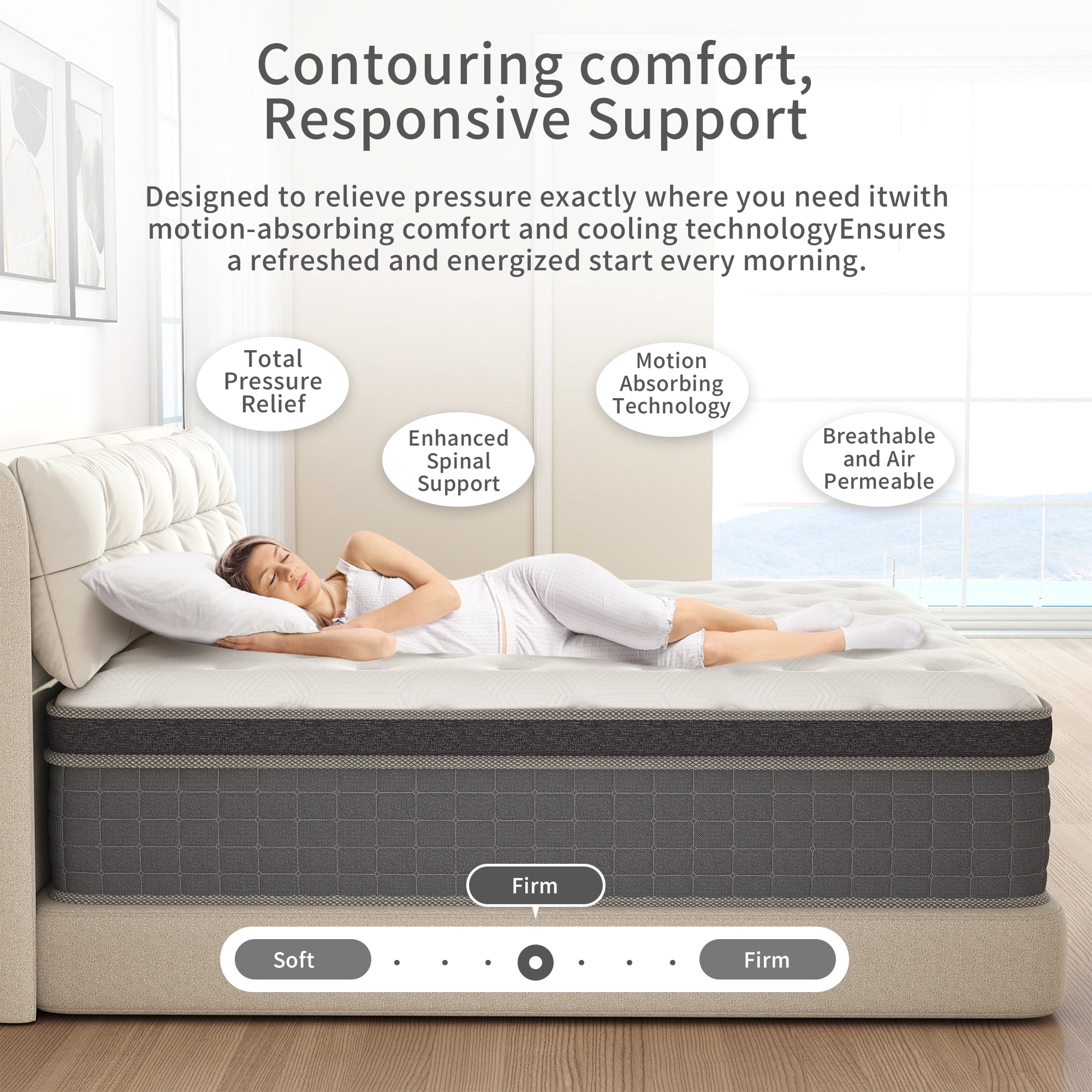 Mulinature 14 inch King Mattress in a Box, Gel Memory Foam and Pocket Spring Hybrid Mattress