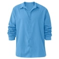 thumbnail image 5 of Designer Spring Summer Men's Casual Cotton Linen Solid Color Long Sleeve Shirts Loose Shirts 5XL, 5 of 5