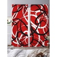 thumbnail image 4 of Red Geometric Semi Sheer Curtains 108 Inch Length 2 Panels Set, Modern Abstract Black White Striped Lines Sheer Kitchen Curtain Privacy Voile Window Curtain for Living Room Bedroom Rod Pocket Drapes, 4 of 7