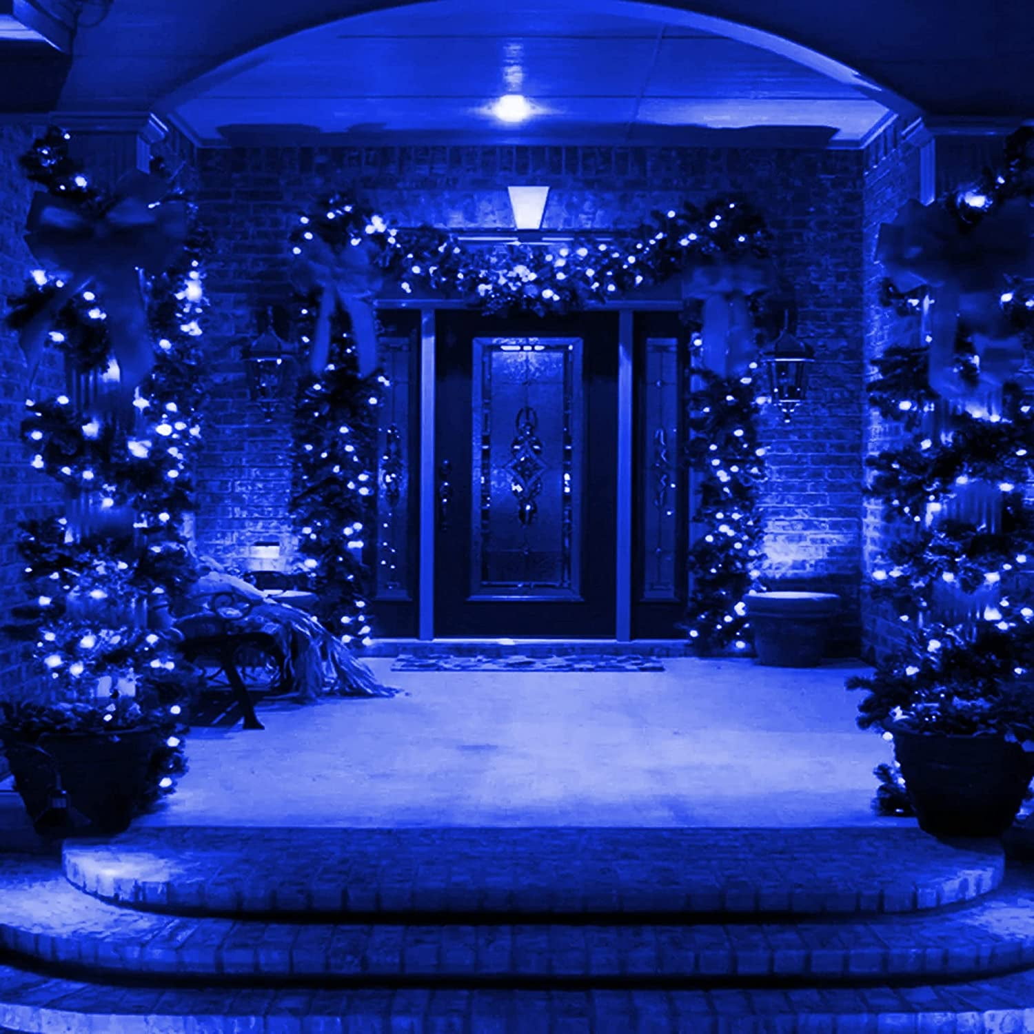 Battery Operated Christmas Lights, 16ft Green Wire 50 LED Fairy String Light with 8 Light Modes & Timer for Indoor Outdoor Xmas Tree Wedding Party Decoration (Blue)