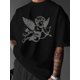 thumbnail image 4 of Men'S Casual Crew Neck T-Shirt with Cupid Angel Graphic Print, Cotton, Lightweight Summer Tee, Loose Fit, Street Style Design, Outdoor Clothing, Everyday Tshirt | Versatile Tee | Cotton Fabri, 4 of 8
