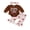 Brown, variant on Baby Girl Cute Football Fan Outfit Set White Bodysuit with Ball Pink Ruffle Flare Pants + Headband