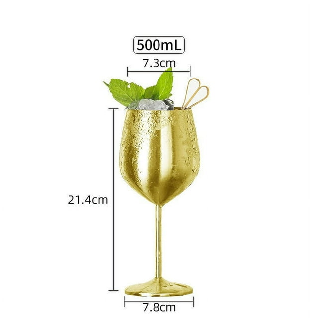 Copas de vino de acero inoxidable con aislamiento | Irrompibles y de doble pared | Capacidad de 500 ml/530 ml | Mantienen las bebidas calientes o frías | Juego de 1 | Negro mate, oro rosa, dorado