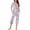 Purple, variant on Snorda Pajama Set for Womens 2 Piece Short Sleeve Button Neck Pleated Printed Top and Capris Pants Summer Ladies Soft Comfortable Pajamas Set for Sleepwear Loungewear