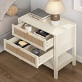 thumbnail image 3 of SICOTAS White Nightstand for Small Spaces, Rattan Night Stands with 2 Drawers and Storage Shelf , Boho Bedside Table End Table for Bedroom Living Room Hallway, 3 of 10