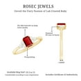 thumbnail image 5 of Rosec Jewels Emerald Cut Lab Grown Ruby Solitaire Ring with Diamond (4X6 mm, AAAA Grade), 18K Yellow Gold, US 3.00, 5 of 8