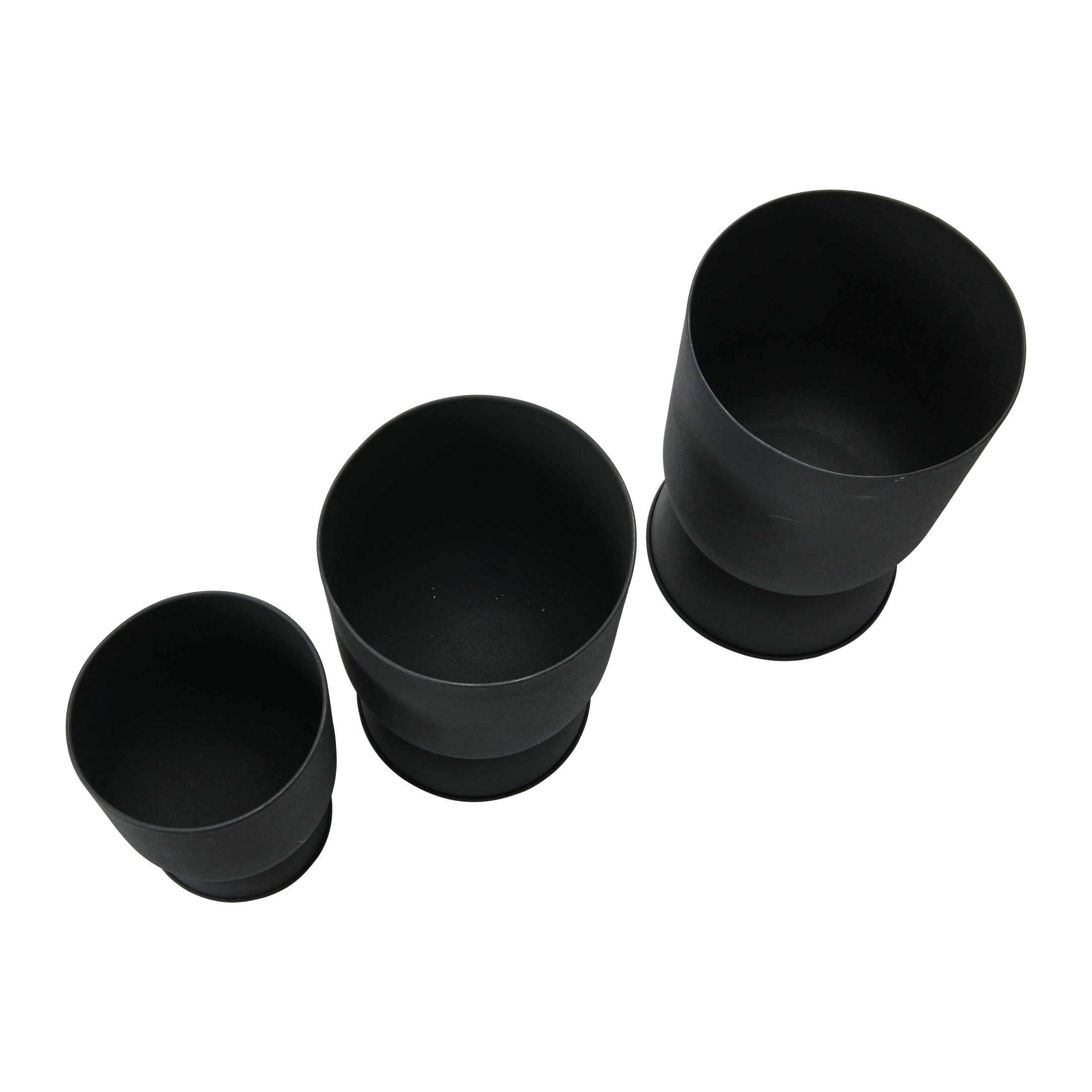 Bloomingville Textured Metal Footed Planters, Black Finish, Set of 3 (Holds 9", 8" & 7" Pots)
