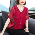 thumbnail image 2 of Women's Collar Patchwork Pattern Fashion T-Shirt Blouse, 2 of 4