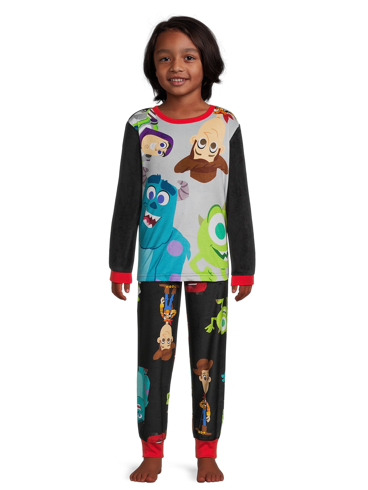 Disney 100 Boys Perfect Pixar Peeking Long Sleeve Top and Pants, 2-Piece Sleep Set, Sizes 4-12
