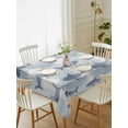 thumbnail image 2 of Blue Sharks Coastal Rectangle Tablecloth, Summer Beach Ocean Nautical Waterproof & StainResistant Tablecloth, Washable Oil-proof Table Cover for Dining/Party/Wedding/Camping/Buffet 52x70 In, 2 of 9