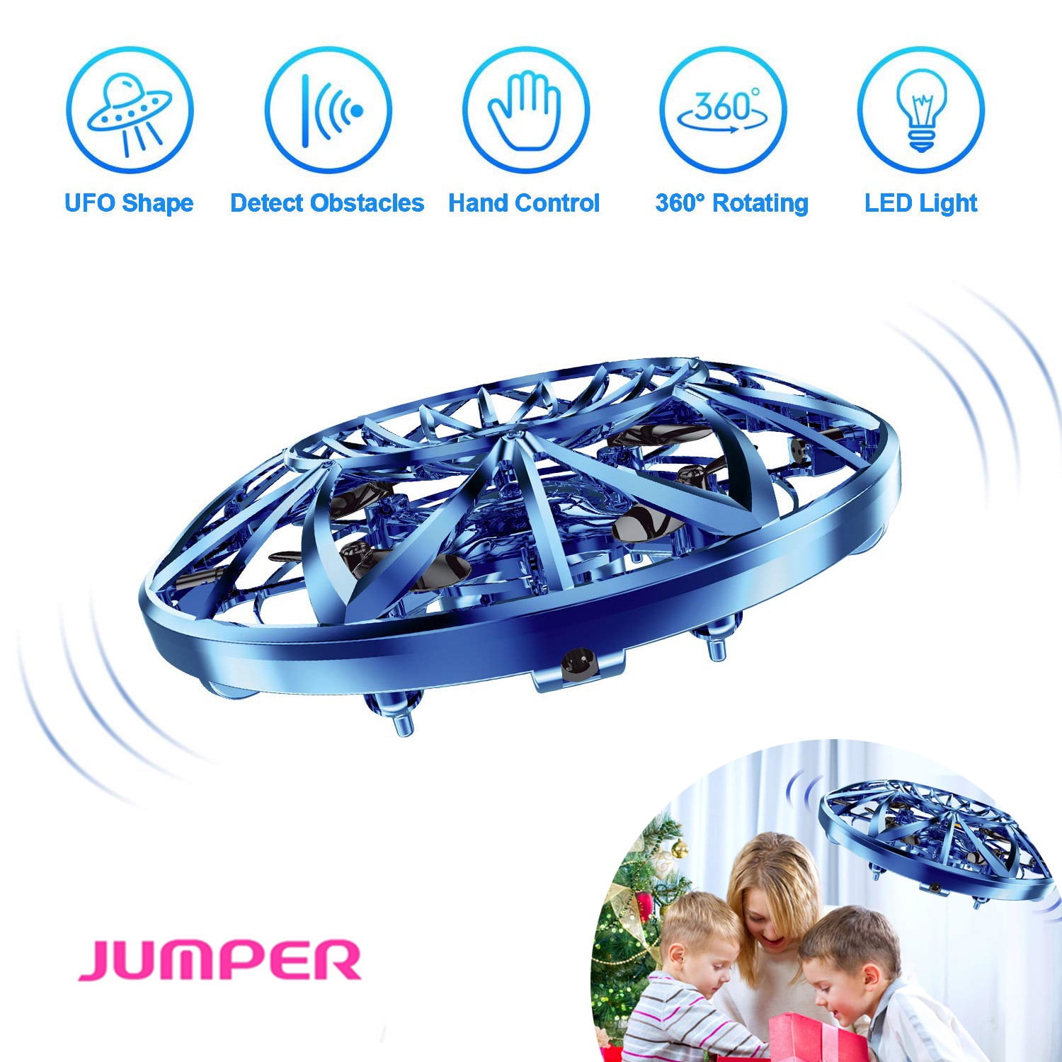 Colorful LED Lights 2-in-1 Hand-Controlled UFO Aircraft Toy with Gyro Ground Rotation Mode Auto Obstacle Avoidance Infrared Induction Drone for Boys Girls Mini UFO Drone Flying Ball Toys