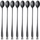 thumbnail image 1 of Cucharas de acero inoxidable con revestimiento de titanio negro para revolver glamurosas, perfectas para usar en el hogar, fiestas y bares (6 piezas), 1 of 5