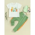 thumbnail image 2 of Bslissey Toddler Little Boys Summer 2Pcs Outfits Dinosaur Print Short Sleeve T-shirt Tops + Elastic Waist Shorts 18M 24M 3T 4T 5T 6T Kids Casual Long Pants Sets, 2 of 9