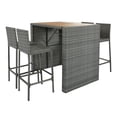 thumbnail image 6 of Highsound 5-pieces Outdoor Patio Wicker Bar Set, Bar Height Table W/Chairs With Non-Slip Feet And Fixed Rope, Removable Cushion, Acacia Wood Table Top, 6 of 9