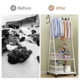 thumbnail image 3 of Clothes Rack on Wheels,Stainless Steel Rolling Garment Rack with 2-Tier Storage Shelves and 2 Coat Hooks for Shoes,Clothing,bag Portable Garment Laundry Rack For girls, 3 of 11