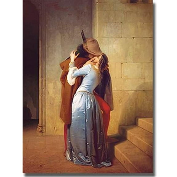 Il Bacio The KIss by Francesco Hayez Premium Gallery-Wrapped Canvas Giclee Art - 12 x 16 x 1.5 in.