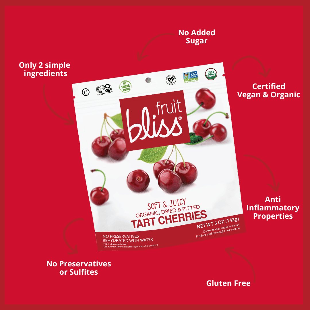 Pack of 6, Fruit Bliss Organic Tart Cherries Snacks, 5 oz