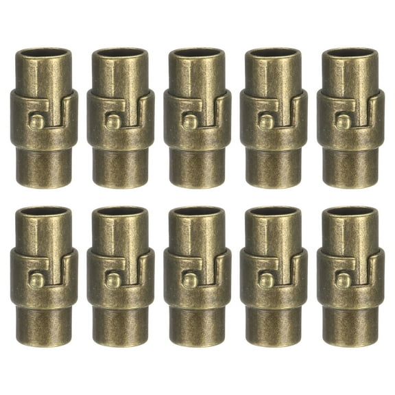 10pcs Leather Cord End Clasp 6mm Hole Magnetic Cord End Caps Closures Leather Bracelet Buckle for Jewelry Making DIY Supplies Crafts, Bronze