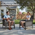 thumbnail image 4 of Vcatnet 5 Pieces Outdoor Patio Furniture All-weather Wicker Conversation Set with Fire Pit Table for Garden,Poolside,Black, 4 of 7