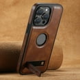 thumbnail image 4 of ELEHOLD for iPhone 12 Pro Max Rugged Magnetic Premium Leather Hidden Stand Case Logo Cutout View Compatible with Mag Safe & Magnetic Car Mount Holder Shockproof Protection Cover,Brown, 4 of 7