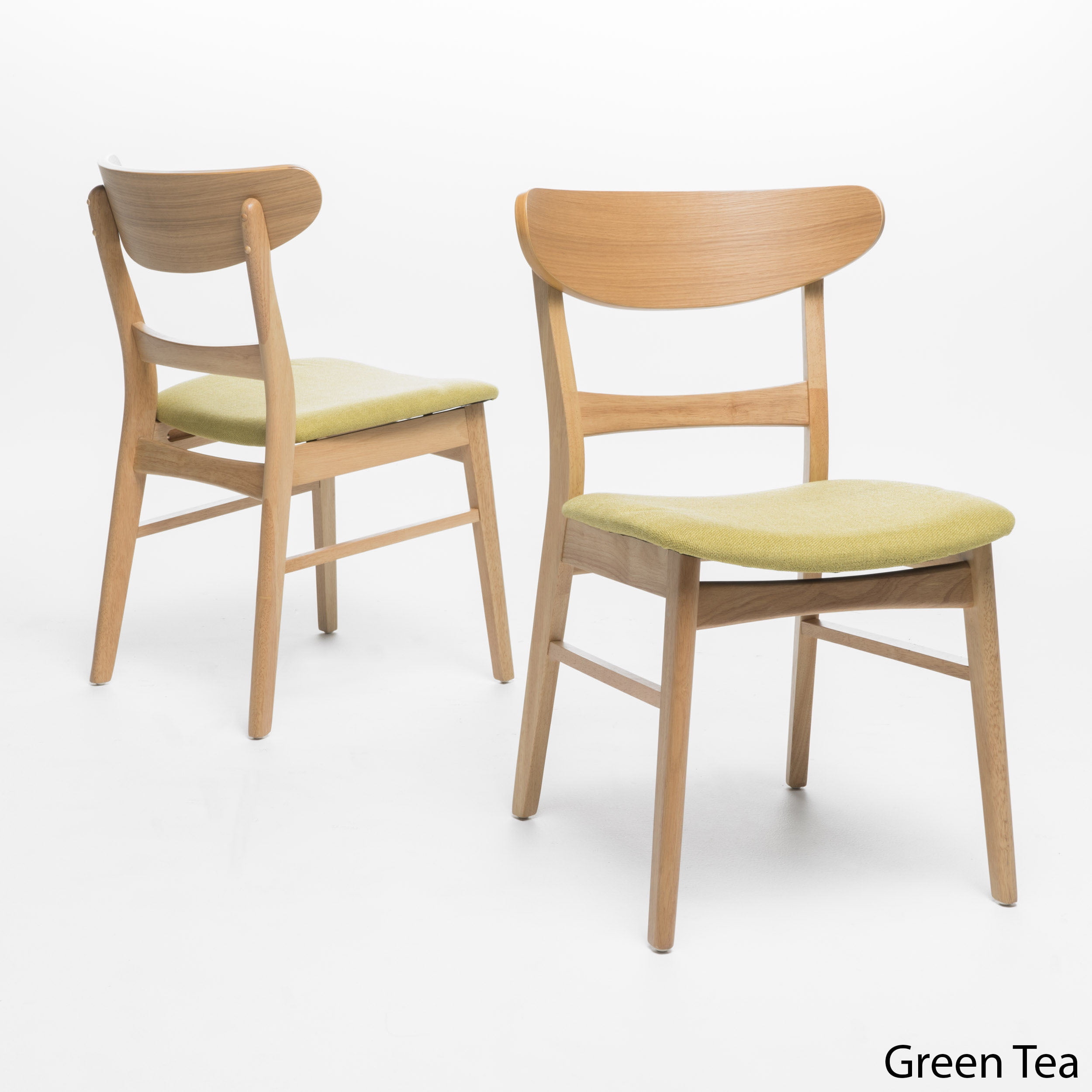 Noble House Lydia Mid-Century Modern 5 Piece Dining Set, Green Tea and Natural Oak