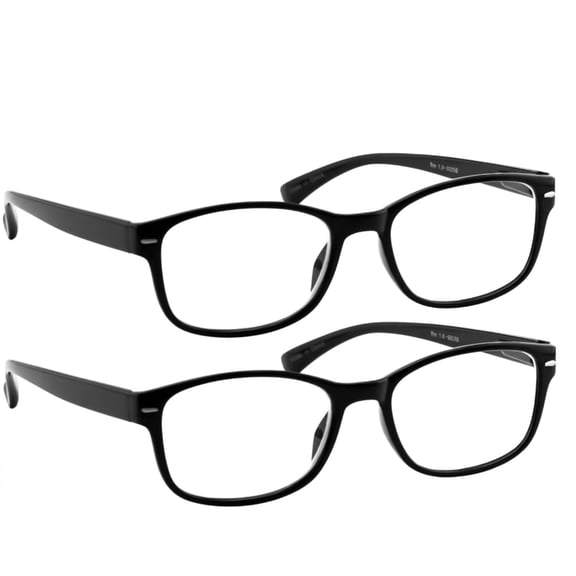 Reading Glasses 1.50 Best 2-Pack of Black Readers for Men and Women 180 Day Guarantee