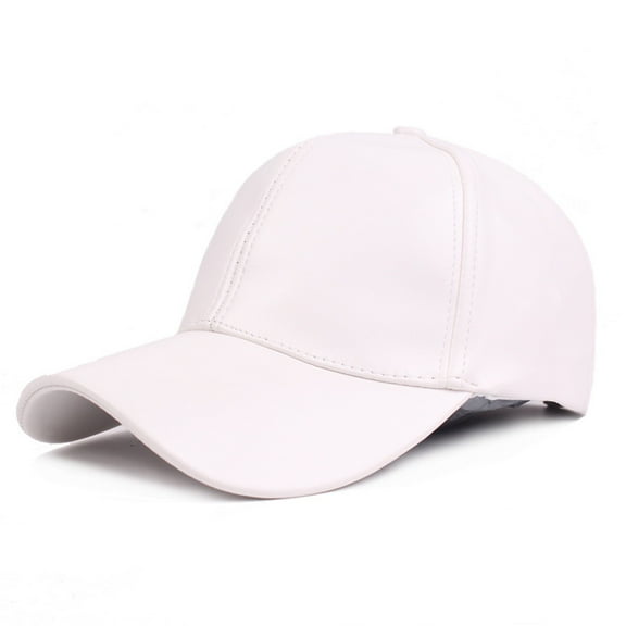 White Women's Visors, Leather Baseball Cap Men Women Adjustable Leather Peaked Cap,Women's Accessories Visors