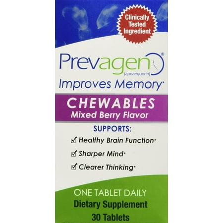Prevagen for Healthier Brain, Sharper Mind and Clearer Thinking, Dietary Supplement 30 Chewable Mixed Berry Flavor