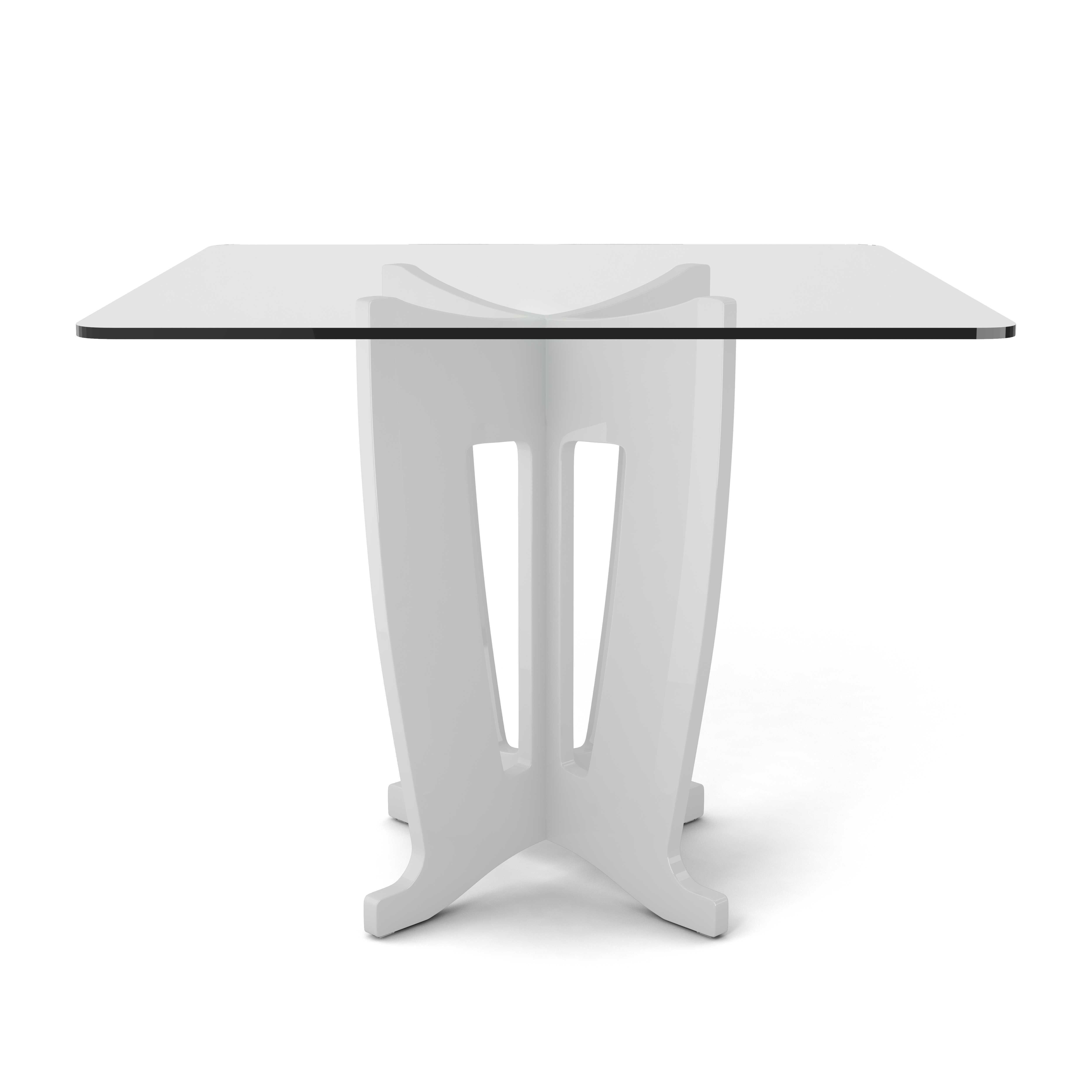 39.32 in Sleek Tempered Glass Table Top in White Gloss