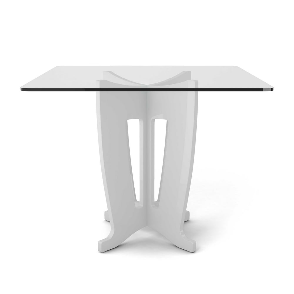 39.32 in Sleek Tempered Glass Table Top in White Gloss