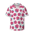 thumbnail image 3 of Goofa Hand Drawn Strawberry Printed Men's Casual Short-sleeved Shirt,Lightweight Breathable Button-down,Summer Casual men's top,Versatile Fashion shirt-, 3 of 7