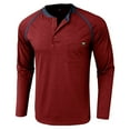 thumbnail image 3 of LYXSSBYX Long Sleeve Shirts for Men Men's Contrast Color Slim Long Sleeve Standing Neck Button Pocket Casual Sports T-Shirt Blouse, 3 of 7