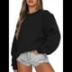 thumbnail image 2 of Sudaderas de Larga para Mujer, Cuello Redondo, Jerséis Holgados, Tops de Otoño Negro L, 2 of 9