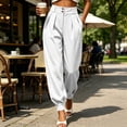 thumbnail image 6 of XuJwPNcy Women's Pants Comfort High Waisted Dressy Harem Pants Work Office Pleated Trousers with Pockets Fashion Outfits, 6 of 7