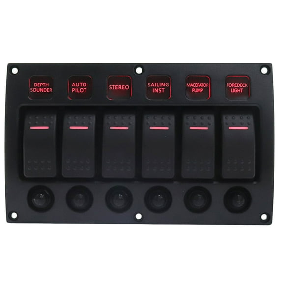 Colaxi 6 Gang Toggle Switch Panel Curved Waterpoof LED Switch Panel with Backlight The Circuit Breaker
