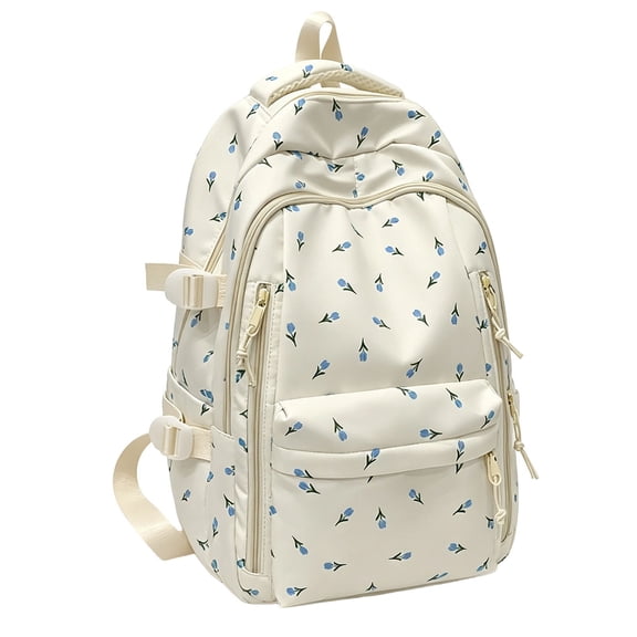 Orchid Floral Print Backpack, 16.93X11.81X7.09" Cute Backpack, Lightweight Kawaii Bookbag, Water Resistant Laptop Bookbag, Multi Pocket Casual Daypack for Travel, Daily Commute & Outdoor Activities