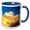 Blue/White, variant on 3drose, French Polynesia, Moorea. Clouds over Island at Sunset., 11oz Mug