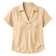 thumbnail image 6 of VBVC Women's Gingham V Neck Short Sleeve Top , Ladies' Relaxed Fit Collared Blouse , Casual Summer Loose Tunic Shirt For Women, Khaki , XS-4XL, 6 of 6