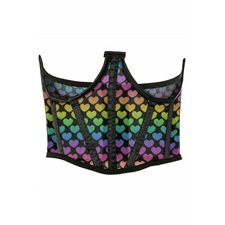 

Lavish Rainbow Hearts Mesh Open Cup Waist Cincher