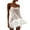 White, variant on Birdeem Women's Party Sexy Prom Fashion Round Neck Lace Up Long Sleeve Sequin Tassel Open Back Short Skirt