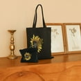 thumbnail image 2 of JEUXUS Sunflower Cute Dandelion Graphics Initial Canvas Tote Bag for Women 2 Pcs Canvas Tote Bags with Zipper Black, 2 of 8