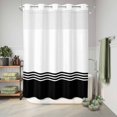 thumbnail image 6 of No Hook Shower Curtain, Black White Striped Shower Curtains for Bathroom with See Through Top Window, Modern Abstract Art Aesthetics Waterproof & Washable Bath Curtain Stall 48"x72", 6 of 9