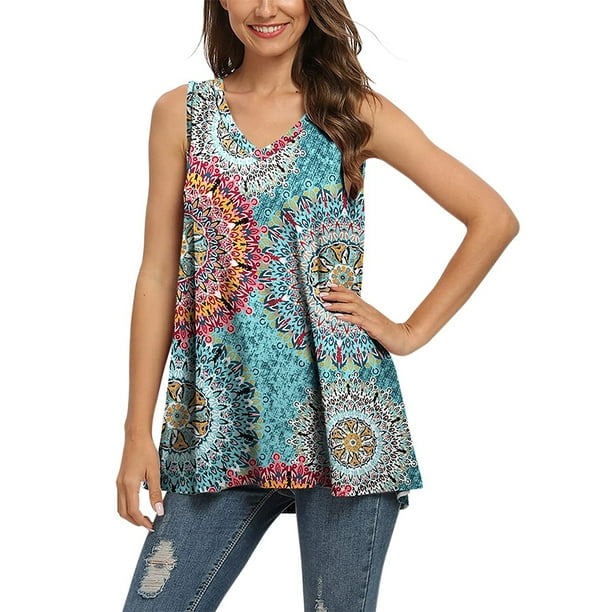 Minnieouse Chaleco de mujer Camiseta sin mangas bohemia Camiseta sin mangas con cuello en V Camiseta casual con cuello en V Prendas para la parte del cuerpo orquidea sol M Minnieouse AP003124-02