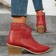 thumbnail image 2 of NECHOLOGY Botas Mujer Adulto Femenino Zapatos Botines de mujer Botas de moda de tacón grueso con cremallera lateral puntiaguda de cuero de color sólido para mujer (Red, 8), 2 of 7